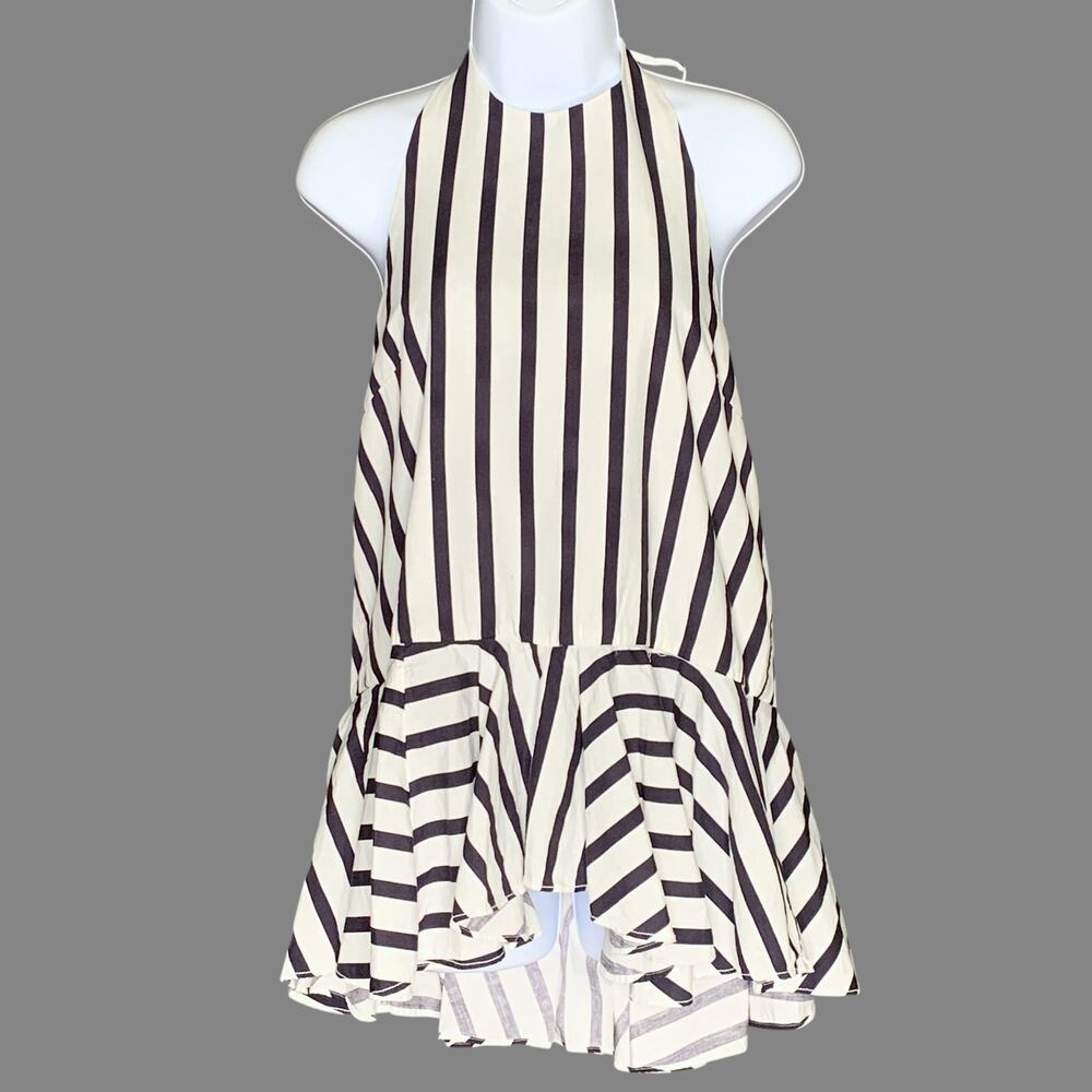 Anthropologie Cream and Black Striped Halter Tunic